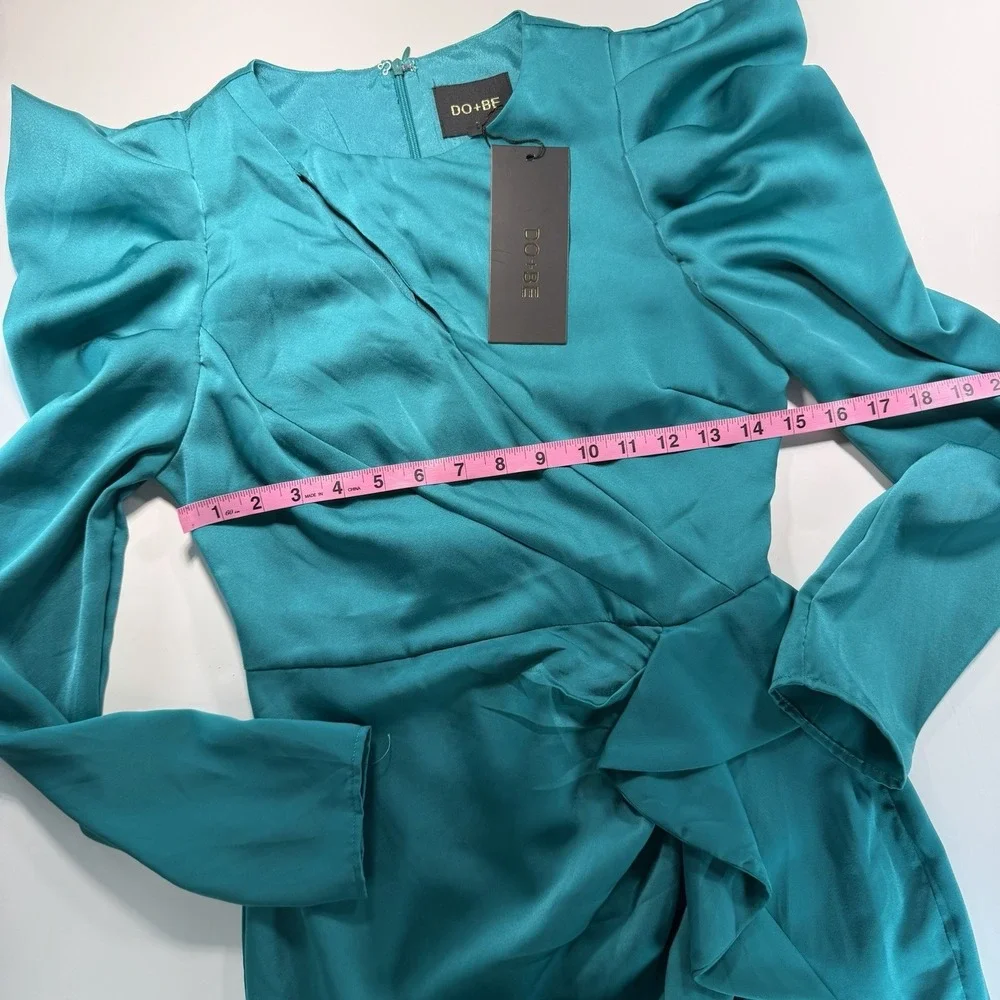 Do + Be Women's Turquoise Blue Long Sleeve Cocktail Dress Semi Formal NWT S - Picture 8 of 12